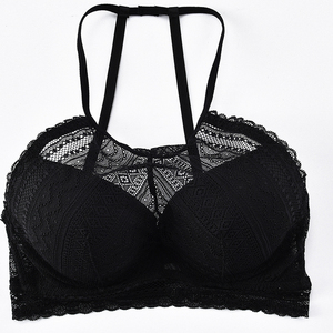 Ensemble de soutiens-gorge longs sans armatures, brodés de dentelle unie, à bretelles halter, pour jeunes femmes - Product Image 5