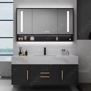 Presa di fabbrica Set bagno moderno Hpl mobili da bagno vanità con quarzo vanità da banco - Product Image 3