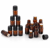 Botol Kaca Amber Mini 5ml 10ml 15ml 20ml 30ml 50ml 100ml dengan Logo Custom, Tutup Anti Bocor untuk Serum Kosmetik, Minyak, Wadah Perjalanan