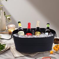 Seau à glace portable personnalisable en acier zingué de 15 litres avec poignées lumineuses pour fêtes, style américain, pour hôtels et bars – Vente en gros