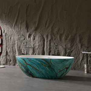 Lujo personalizado mármol textura rectángulo forma piedra Artificial independiente bañera superficie sólida para remojo - Product Image 5