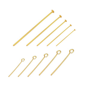 Gold Plated Copper Jewelry Pins 9-Shaped And T-Shaped For DIY <b>Beading</b> Supplies With 0.7 <b>Thread</b> - Product Image 1
