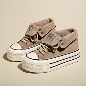 Zapatillas de Lona de Caña Alta para Mujer, Personalizadas OEM ODM, con Cordones, Parte Superior de Gamuza, Suela de Plataforma Antideslizante, Zapatillas Casuales de Moda al por Mayor - Product Image 4