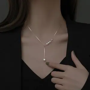 JON gros élégant perle pendentifs breloques bijoux collier ras du cou pour les femmes fantaisie en vrac ensemble 925 collier de oro