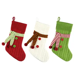 2023新款大码电缆针织圣诞袜圣诞礼物糖果袋万圣节围巾圣诞袜