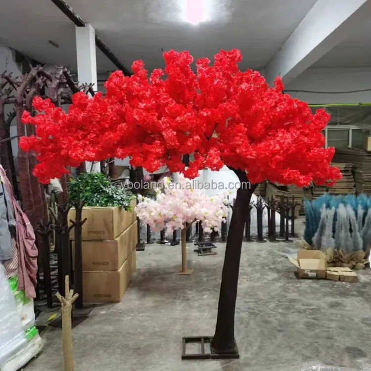 Arbre de fleurs de cerisier artificielles rouges d'intérieur pour décoration de centre de table de mariage Sakura japonais K228