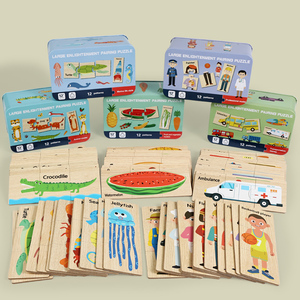 Puzzle Cognitivo Montessori a Doppia Faccia per l'Apprendimento dell'Alfabeto in Scatola di Metallo, Giocattoli Educativi per Bambini e Bambine - Product Image 1