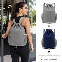 Sac à dos de sport avec cordon de serrage, compartiment inférieur pour chaussures, poche latérale en maille pour bouteille d'eau, large sangle, sac de sport pour le basketball et le yoga