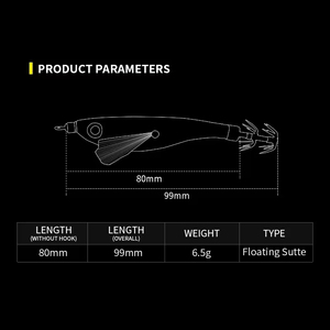 SKM Luminous <span class=keywords><strong>EGI</strong></span> Squid Jig señuelo de madera Camarón Jigging pulpo superior flotante <span class=keywords><strong>Sutte</strong></span> Señuelos de Pesca impresos hechos de plástico Metal - Product Image 3