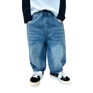 Pantalon en <span class=keywords><strong>jean</strong></span> rétro pour enfants à taille élastique avec poches, <span class=keywords><strong>jean</strong></span> baggy délavé pour petits garçons, tenue décontractée quotidienne, directement de l'usine - Product Image 4