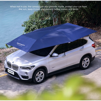 Tente de camping rétractable à double usage, résistante aux UV, imperméable, à installation rapide, avec cadre en fibre de verre Oxford, argentée, abri solaire, auvent de voiture