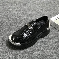 Mocassins pour hommes à plateforme épaisse avec bride à boucle, en cuir gaufré croco, style gothique streetwear, chaussures de mariage à bout rond KS
