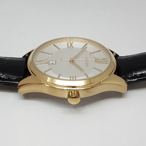 Montre pour <span class=keywords><strong>homme</strong></span> en cuir <span class=keywords><strong>marron</strong></span> avec boîtier en acier inoxydable, cadran texturé avec affichage simple à trois aiguilles, cadran analogique - Product Image 3
