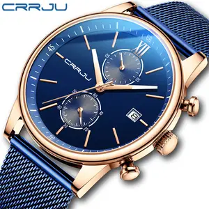 CRRJU 2291 Neue Modeuhr für Herren Luxus Chronograph Wasserdichte Edelstahl Armbanduhren Sport Quarzuhren Herren