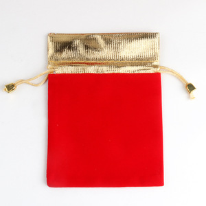Bolsa de Terciopelo con Cordón y Borde Dorado para Empaque de Joyería de Boda, Reciclable, Venta al Por Mayor - Product Image 3