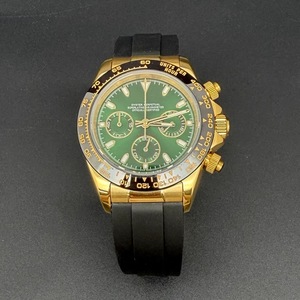 39mm Herrenuhr mit grünem Zifferblatt, Quarz-Chronograph, integrierte Endglieder, passend für VK63 Uhrwerk, Mindestbestellmenge 1 - Product Image 1