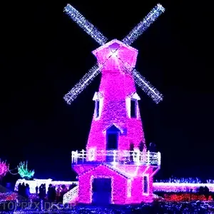 Prix compétitif personnalisable Eclairage extérieur led métal jardin grand led lumineux ornement décoration moulin à vent