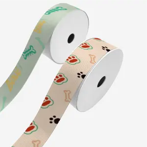 Dog Paw Prints Satin Ribbon, Holiday Ribbons