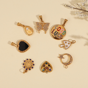 Olivia bán buôn Zircon Birthstone bướm PVD 18K vàng thép không gỉ nấm may mắn thời trang quyến rũ đối với trang sức làm - Product Image 6