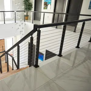 Top Selling Balcony Railing Indoor Stainless Steel Column Stair Balustrade With Hardware Fitting Glass Cable Design System