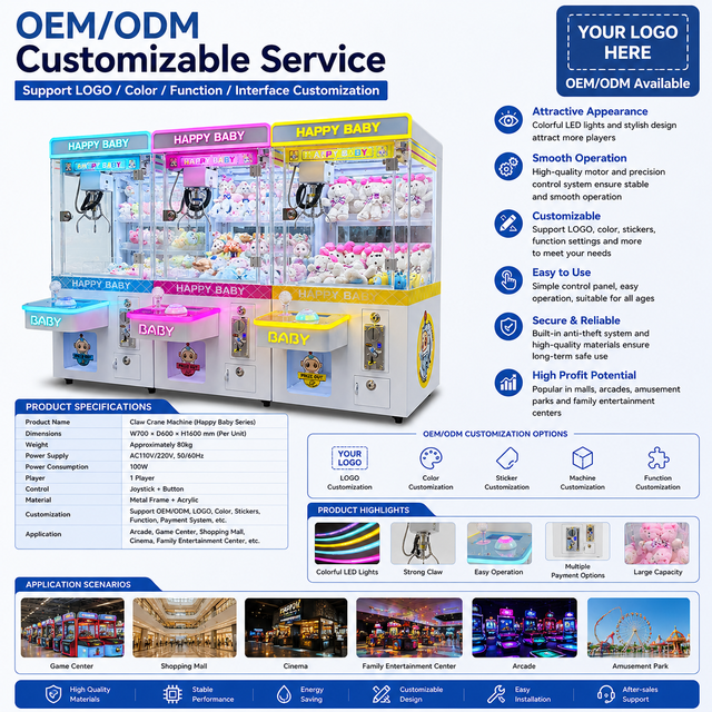 Modern Mini DLX Brand US Plug Plastic Metal Claw Machine Tide House Style Coin Operated Arcade Crane Machine for Plush Dolls