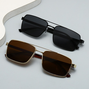 Double-Bridge Square Sunglasses Gold Frame Polarized UV400 For Fishing Driving Fashion - Product Image 1