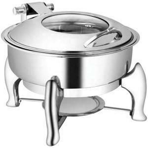 Stainless Steel Chafing Dish Circular Silver <b>Buffet</b> <b>Warmer</b> Electric Heating Manual Temperature Control - Product Image 1