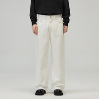Pantalons pour hommes Mengdiqiu en stock, expédition directe : Jeans neutres à jambe droite, style décontracté américain, polyvalents, simples et tendance