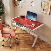 Bureau d'ordinateur en verre moderne et contemporain avec structure en fer pour bureau à domicile, taille et couleur personnalisables