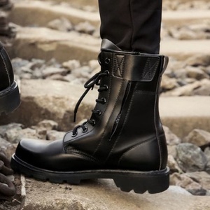 Chaussures en cuir noir personnalisables pour hommes, idéales pour la randonnée et l'escalade en extérieur en automne – Vente en gros directe usine - Product Image 1