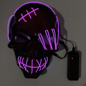 Unisex korkunç aydınlık kafatası maskesi PVC LED parlayan iskelet kafa maskeleri korku parti sahne Cosplay kostüm cadılar bayramı dekorasyon için - Product Image 5