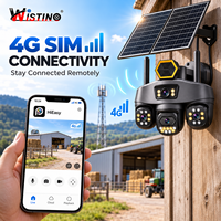 Caméra solaire Wistino 16MP 3PTZ 6 moteurs, vision nocturne couleur, 4 objectifs, 4 écrans, double panneau solaire, AOV, audio bidirectionnel, 18X, 4G