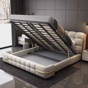 モダンラグジュアリーレザー調節可能ソフトキング/クイーンサイズベッド収納環境にやさしい木製フレームマスターベッドルーム家具 - Product Image 3