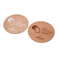 Carte NFC en bois RFID imprimable avec logo, 13,56 MHz, autocollant intelligent programmable pour cafés et magasins de détail (seulement pour les avis)
