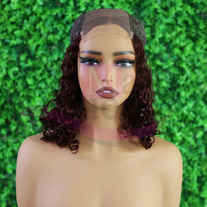 Mayqueen超双拉越南假发卷曲短鲍勃假发人发水波无胶高清蕾丝正面假发人发 - Product Image 5