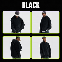 Sweat à capuche pour homme avec logo personnalisé, noir, en coton épais, effet délavé, coupe oversize, impression DTG, mode hiver, pull à capuche pour homme