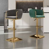 Chaises de bar nordiques pivotantes hautes en métal doré avec dossier en velours, chaises de bar modernes de luxe pour table de bar
