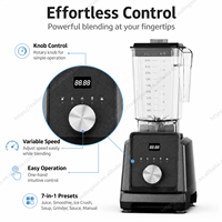 Mixeur robuste 2,6 L avec tasse en plastique, commande par bouton, nettoyage écologique en un clic, lames en acier inoxydable 304, idéal pour l'hôtellerie