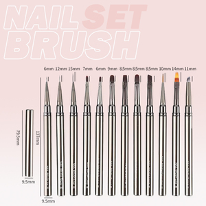 Ensemble professionnel de 12 pinceaux pour nail art, poils en nylon, outils de peinture au gel et à l'acrylique pour la manucure - Product Image 1