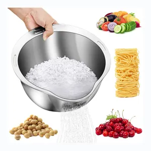 Rice Washer Strainer Bowl 4-in-1 Washing Bowl for Quinoa Stainless Steel Rinser With Side Drainers Small Colander for Cleaning