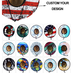 Bán buôn mùa hè mặt trời nhân viên cứu hộ mũ rơm biểu tượng tùy chỉnh in ấn Mỹ sombrero bãi biển <span class=keywords><strong>hat</strong></span> Surf nhân viên cứu hộ mũ rơm - Product Image 6