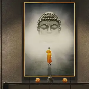 거실에 대 한 큰 불상 그림 아시아 페인트 홈 장식 장식 그림 100% 손으로 그린 불교 예술 유화
