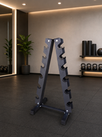 Support de rangement vertical pour haltères en acier thermolaqué, 6 paires, pour salle de sport à domicile et équipement de fitness commercial