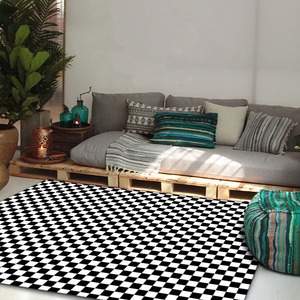 Tappeto da comodino in bianco <span class=keywords><strong>e</strong></span> nero con motivo a scacchiera Ultra morbido tappeto da soggiorno di grandi dimensioni - Product Image 5