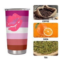 Gobelet isotherme en acier inoxydable 20 oz personnalisé (thème arc-en-ciel lesbien et gay) pour les voyages en ville et les activités de camping en parc