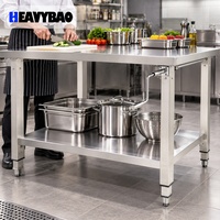 Table de travail relevable Heavybao, table de travail de cuisine commerciale, acier inoxydable, hauteur réglable, équipement de restauration