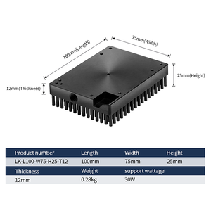 30W Chiều Dài Chiều Rộng 100*75Mm Và Chiều Cao 25Mm Đen Anodizing Hình Chữ Nhật Led Light Nhôm Pin Fin Led Strip Heat Sink - Product Image 3