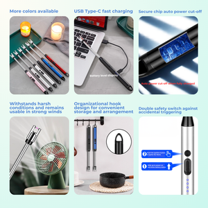 패션 방풍 충전식 USB 전기 다기능 아크 라이터 단일 플라즈마 라이터 양초 주방용 BBQ 라이터 - Product Image 2