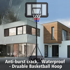 Support de cerceau de <span class=keywords><strong>basket</strong></span>-ball réglable en hauteur de 7.5 à 10 pieds Support de panneau arrière en verre trempé de 18 pouces Jante de <span class=keywords><strong>basket</strong></span>-ball Utilisation intérieure <span class=keywords><strong>Filet</strong></span> inclus - Product Image 3