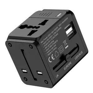 Multifunctional Travel Adapter UK AU USA BS AC to DC Adapter Factory Direct Dual 2 USB 5V Custom 2USB Travel Adapter